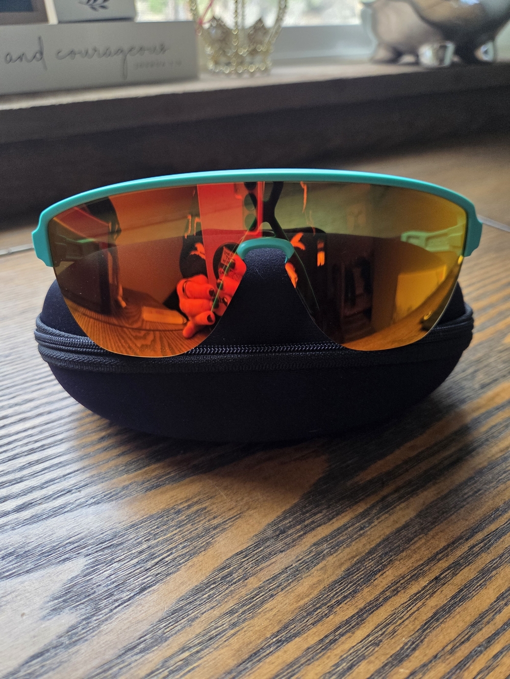 Oakley CORRIDOR Sport Shield Sunglasses with Teal Frame and Orange Mirror Lenses